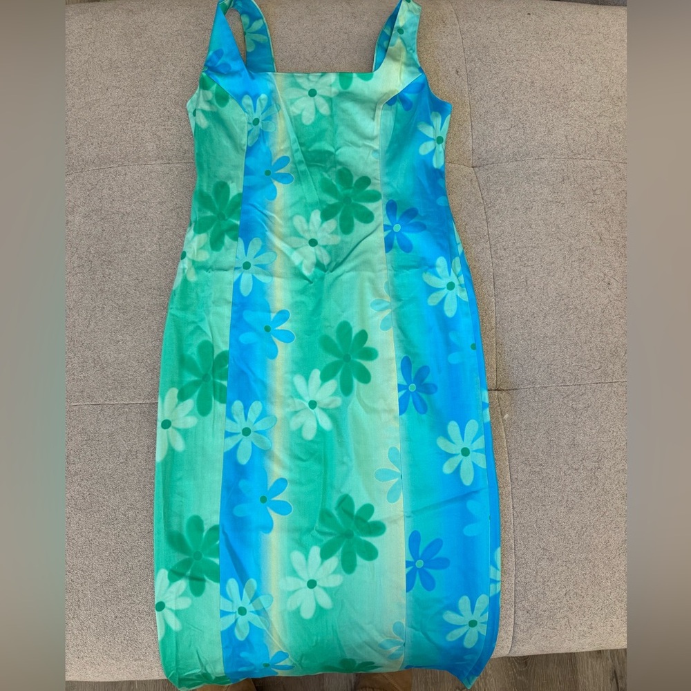 Floral Blue and Green Dress